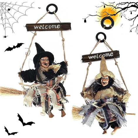 Hexenfigur, 2er-Set, Halloween-Hexendekoration zum Aufhängen