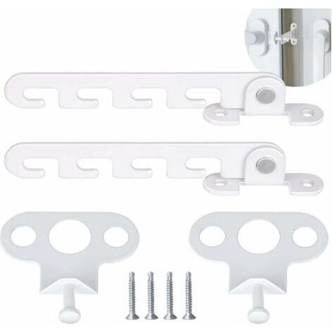 FENOPLASTICAOuvre-fenêtre à battants, 2 pièces, limiteur de fenêtre avec loquet de fenêtre à 4 vis (blanc) (1/4)