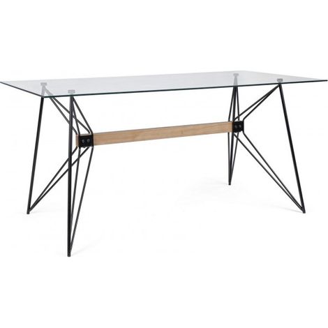 Tavolo da Interno mod. Primary cm 160x80 Struttura in Acciaio - Piano in Vetro (1/5)