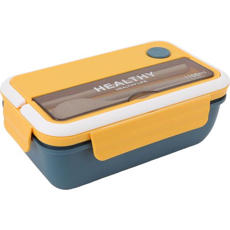 Isolierte Lunchbox (1100 ml), großes Fassungsvermögen, auslaufsicher, ideal für Büroangestellte, Blau/Gelb (1/5)