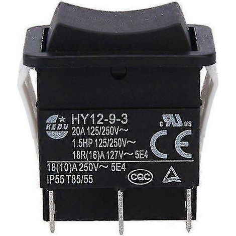 Interrupteur à bascule unipolaire marche/arrêt de petite taille industrielle HY12-9-3, avec sécurité anti-arc électrique (1 pièce) (1/2)