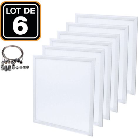 Europalamp – Dalle LED 600x600 40W lot de 6 pcs – Blanc neutre 4000K – Diffuseur anti-éblouissement – Flux lumineux 3600lm – Pour faux plafonds