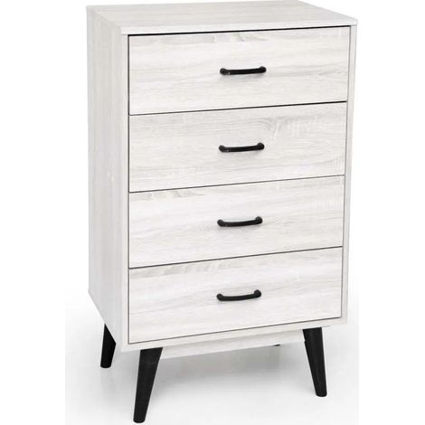 Cassettiera legno 4 cassetti Aura bianco truciolare 60x40x99 cm