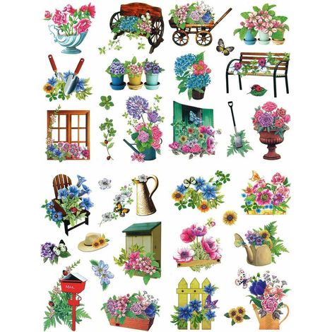 ASTUCEO - Planche de décorations électrostatiques fleurs - Lot de 4 (1/2)