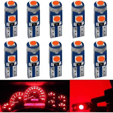 10 bombillas T5 W3W para LED PC74 2721 27 37 286, 12 V, 20 lúmenes, 0,7 W, chips 3SMD 3030, para iluminación interior del salpicadero del coche, reemplazo de la luz del cuadro de instrumentos automáti (1/5)