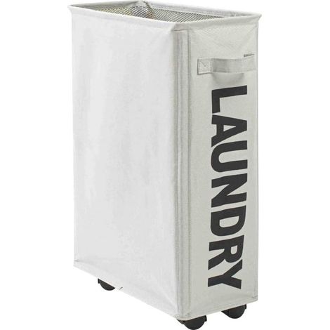 Panier de linge pliable 42L tissu Oxford 600D imperméable avec 4 roulettes design ultra fin pour rangement facile des vêtements gris (1/5)
