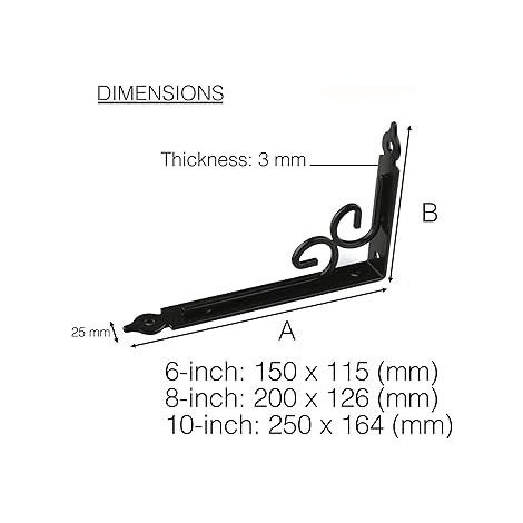 Ensemble de 1 support d'étagère décoratif, 15 cm (6 pouces), en acier renforcé. - (1/5)