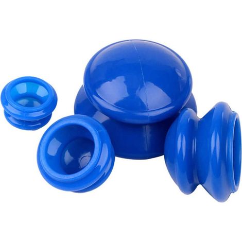 Kit de massage portable familial par ventouses en silicone sous vide (4 pièces/ensemble) (bleu) (1/5)