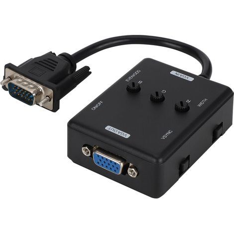 Convertisseur d'entrée S-Vidéo, adaptateur BNC vers VGA, avec affichage sur écran, paramètres personnalisables, conception compacte et portable, pratique pour les voyages.