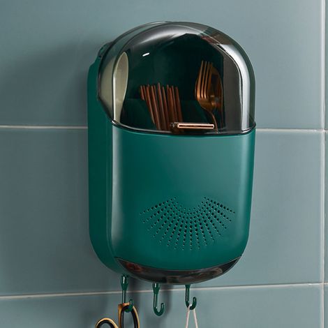 Boîte de rangement murale pour baguettes, égouttoir à couverts multifonction pour la cuisine-AquaForge (1/5)