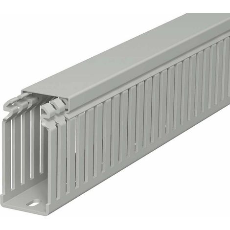 OBO Bettermann Goulotte de câblage 75x37,5x2000 polychlorure de vinyle gris pierre RAL 7030, 6178322 (1/2)