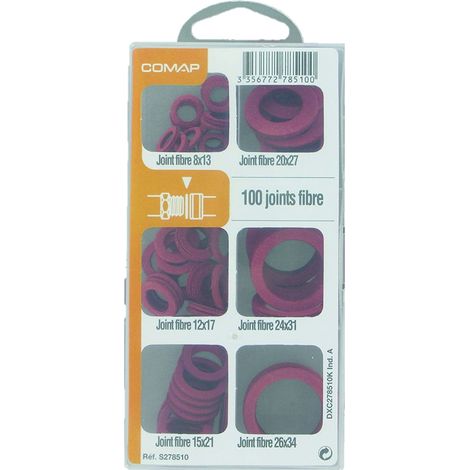 Comap – Lot de 100 joints de plomberie en fibre 12 x 17 mm – Étanchéité pour robinets – Convient eau chaude et froide