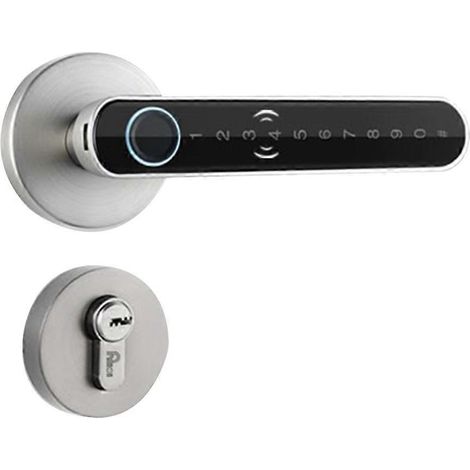 Intelligentes Türschloss mit geteiltem Hebel, schlüssellos, Bluetooth, Fingerabdruck, Karte, Tuya-App, Sicherheit, silbernes digitales Schloss (1/5)