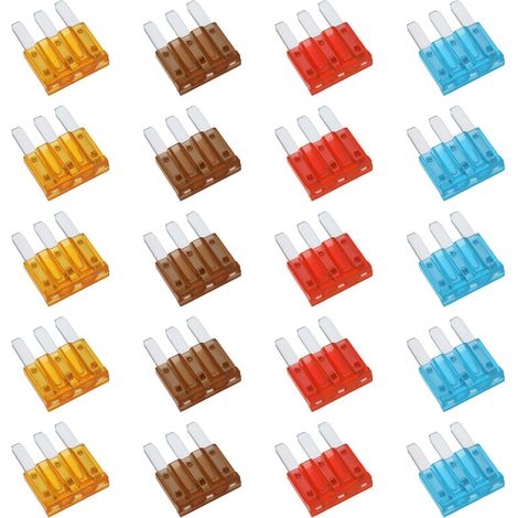 20pcs (15×14 mm) RV 5A-15 AMP APT ATR Micro 3 Broches Fusible à Insertion Micro3 Lame Fusible Assortiment Pack Kit pour Voiture Automobile Camions Éclairage Automobile (1/5)