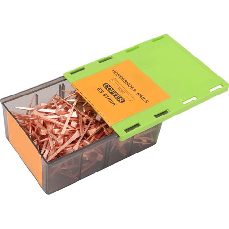250 clous de ferrage en cuivre plaqué, avec boîte en plastique, pour l'élevage du bétail E5 51 mm/2,01 pouces (1/5)