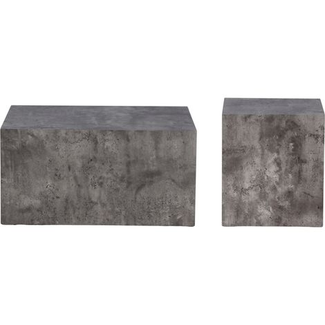 Lot de 2 Tables Basses Effet Marbre "York" 80cm Gris