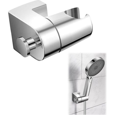 360° Shower Head Holder, Shower Head Holder, Shower Head Bracket, Universal Holder, Compatible with Different Shower Heads, Silver (1/4)