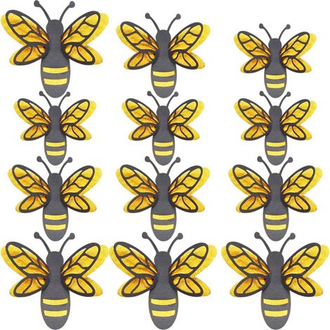 Toyvian Lot de 12 stickers muraux décoratifs abeilles double