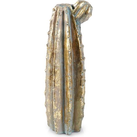 Blumenvase mit goldenem Kaktusmotiv, dekorativ, Keramik, elegant, groß, 47,5 cm