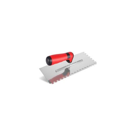 Truelle Dentée 8 mm, Truelle de Lissage INOX, (280 x 100 mm) Truelle Professionnelle INOX, Spatule Dentée pour Pose Carrelage, Poignée Ergonomique