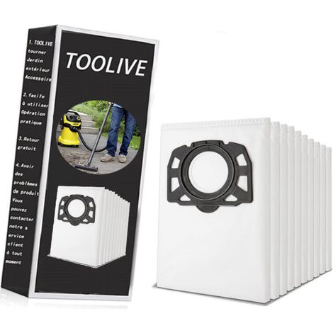 Confezione da 10 sacchetti filtro per aspirapolvere Kärcher 2.863-006.0 KFI 487, compatibili con i modelli Kärcher WD4 WD5 WD6 WD5P WD6P MV4 MV5 MV6. Google-Crezuo-Crezuo