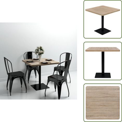 Bistrotisch MDF und Stahl Quadratisch 80x80x75 cm Eichenoptik - Esstisch - Bistrotisch - Holztisch - Quadratischer Tisch - Eiche Optik (1/5)