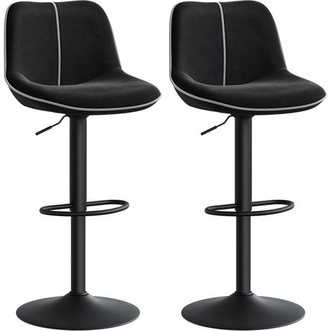 Set di 2 sgabelli da bar girevoli regolabili in altezza con schienale ergonomico in velluto e moderna base in metallo per isola cucina o bar nero 120006263