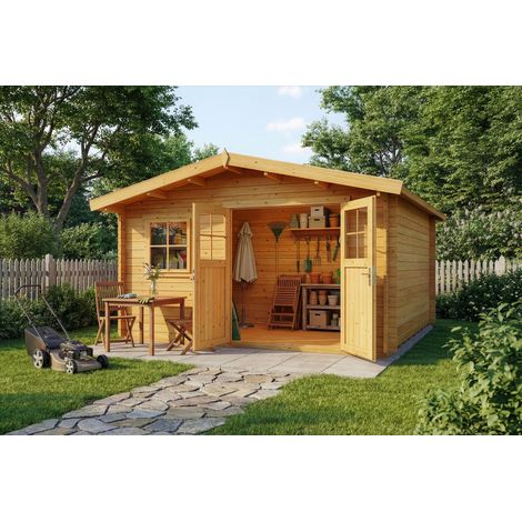 Abri de jardin Valerie Pinie Imprégné, 28 mm Épaisseur paroi 438 x 427 cm