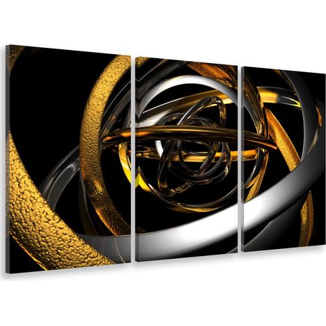 Tableau triptyque deco yellow spiral - 90x60 cm (1/5)
