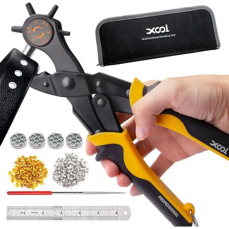 2 en 1 Kit Pince Perforatrice Cuir avec Œillets Métalliques de 4,5 mm pour Tissu, Pince à Œillets, Perforatrice pour Chaussures, Vêtements en Cuir et Ceintures (1/5)