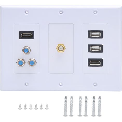 Panneau d'information avec 2 ports USB + 2 ports HDMI + 4 connecteurs de type F, plaque murale standard américaine pour immeubles de bureaux d'hôtels (1/5)