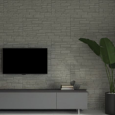 Panel Decorativo Torriana, set de 12, Fácil de Cortar e Instalar, Textura Realista, Autoextinguible, 60x2.5 cm, Gris (1/5)