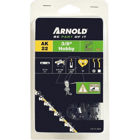ARNOLD Chaîne de tronçonneuse 3/8", 1,3 mm - 45 maillons d'entraineurs- gouges demi-rondes