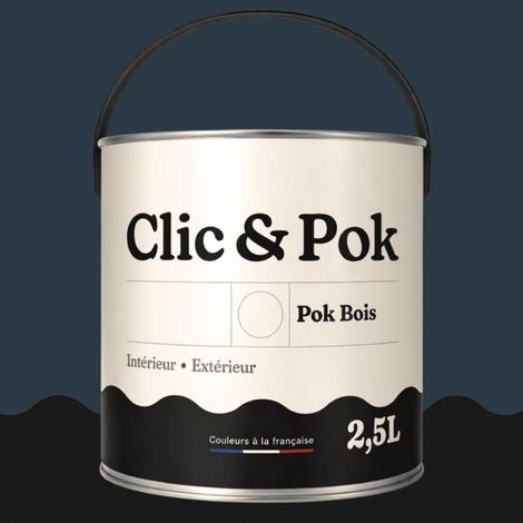 Peinture Bois Extérieur – POK BOIS - 2,5L - RAL 5008 - Bleu gris- Résistante aux intempéries - Ne s'écaille pas