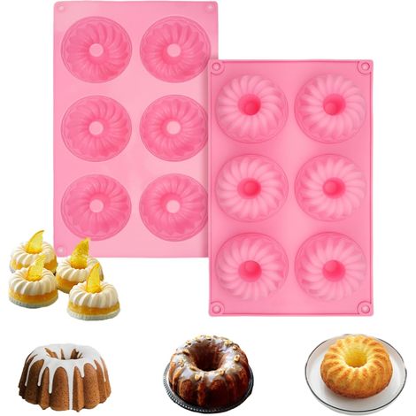 Lot de 2 Moule à Kouglof, Silicone Alimentaire, Antiadhésif, Réutilisable, Pour Gâteau Chocolat Savon (1/5)