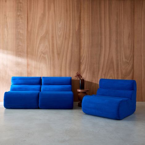 Lot de 3 chauffeuses tissu 1 place bleu électrique - L 81 x P 99 x H 75cm - Nova (1/5)