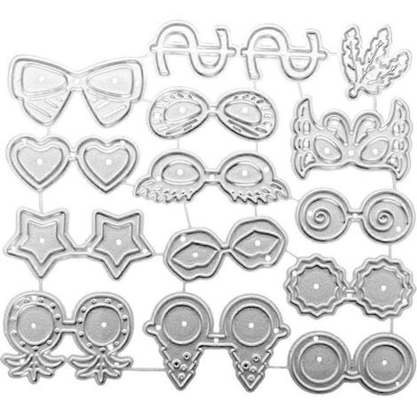 Stanzschablonen für Brillen aus Metall, ideal zum Basteln von Scrapbooking-Alben, Papierkarten und zum Prägen von Dekorationen.