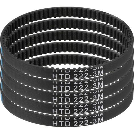 5pcs HTD-3M Rubber Timing Belt, 74 Teeth, 222mm Pitch Length x 6mm Width x 2.4mm Height, Closed Loop Pulley Belt (1/5)
