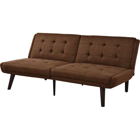 FurnitureR Canapé lit 2 places dossier réglable canapé tissu lin convertible canapé multifonction pour salon petit espace, Brun (1/5)