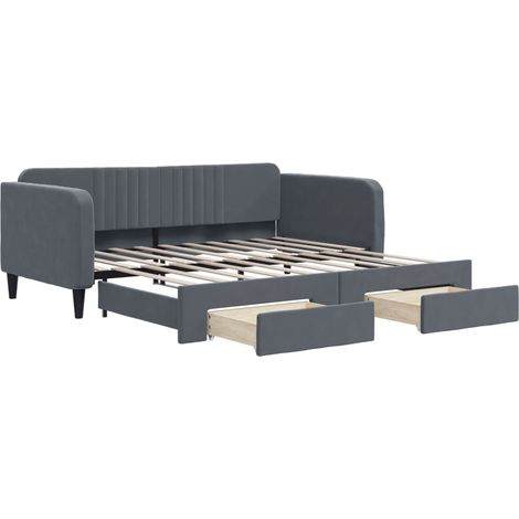 Maison Exclusive - Divano Letto Estraibile Cassetti Grigio Scuro 90x190cm Velluto