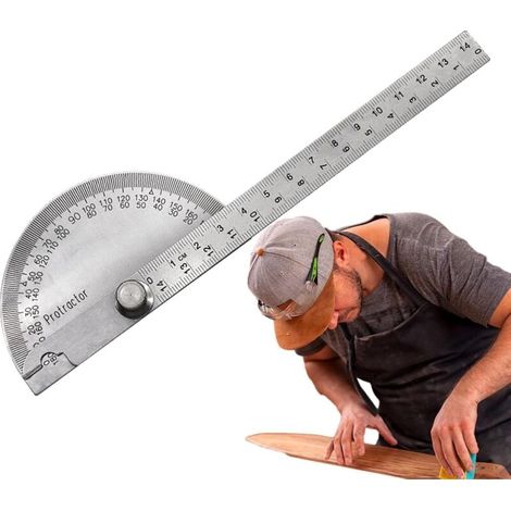 Angle protractor, Stainless steel angle finder, Woodworking ruler, Craftsman's measuring tool, Mathematical protractor for measuring angles (1/5)