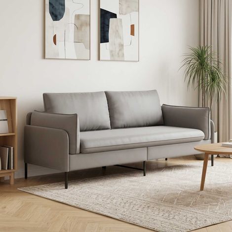 vidaXL Sofá de 3 plazas Gris Claro 222 x 81 x 89 cm Terciopelo (1/5)