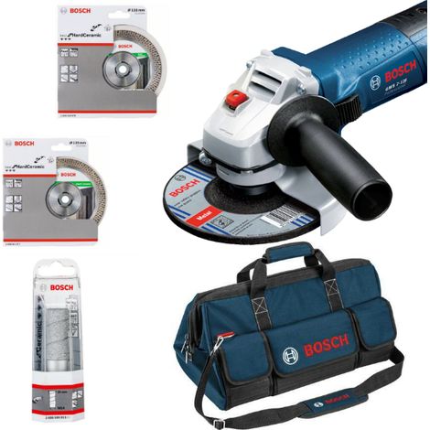 Kit speciale piastrellista BOSCH - smerigliatrice GWS 7-125 + 2 dischi diamantati + 1 borsa per il trasporto - 06159975H2 (1/5)