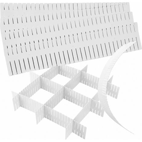 Séparateurs de tiroir ajustables, lot de 4, 47 x 7 cm, à découper sur mesure, pour l'organisation de placards, penderies et commodes (1/5)