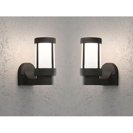 2er SET Außenwandleuchten aus Aluminium Schwarz mit Acrylglas, Höhe 23,5cm (1/5)