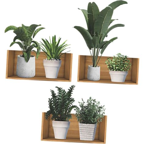 Sticker Mural Plantes Pot Décoration Murale pour Salon et Chambre Autocollants Muraux DIY avec Motifs de Plantes (1/5)