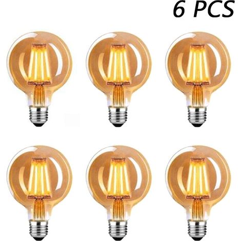 Vintage-E27-LED-Glühbirne, dimmbar, E27-Vintage-Glühbirne, 4 W, G80, Vintage-E27-Glühbirne, warmweiß 2700 K, Vintage-LED-Glühbirne, ideal für Hängelampe, Tischlampe, Wandlampe – 6 Packungen (1/5)