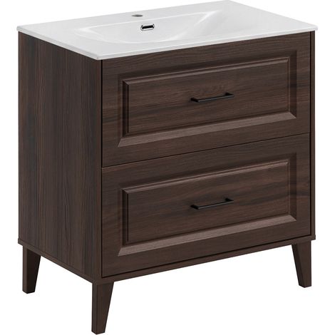 Mueble simple lavabo empotrado 80cm Moka Madera oscura (1/4)