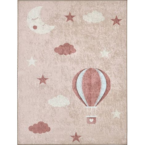 Tapis intérieur beige antidérapant lavable motif alphabet - 80 x 150 cm (1/5)