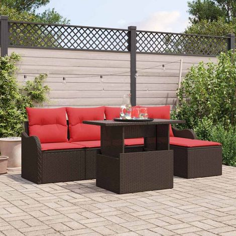 Teenpull – Gartensofa-set 6 Stk. Braun Poly-Rattan (1/5)